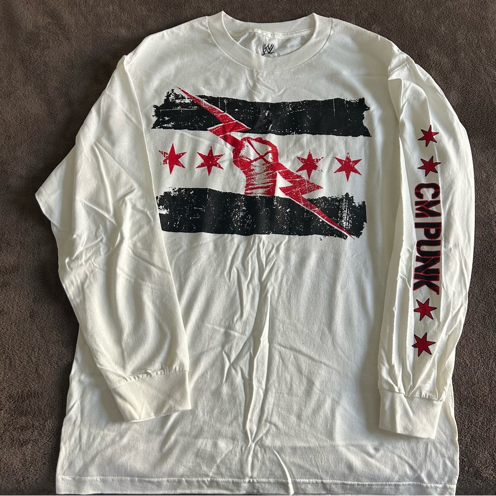 WWE CM Punk White Long Sleeve Shirt - Large